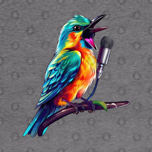 90s Retro Bird Singing by Chromatic Fusion Studio